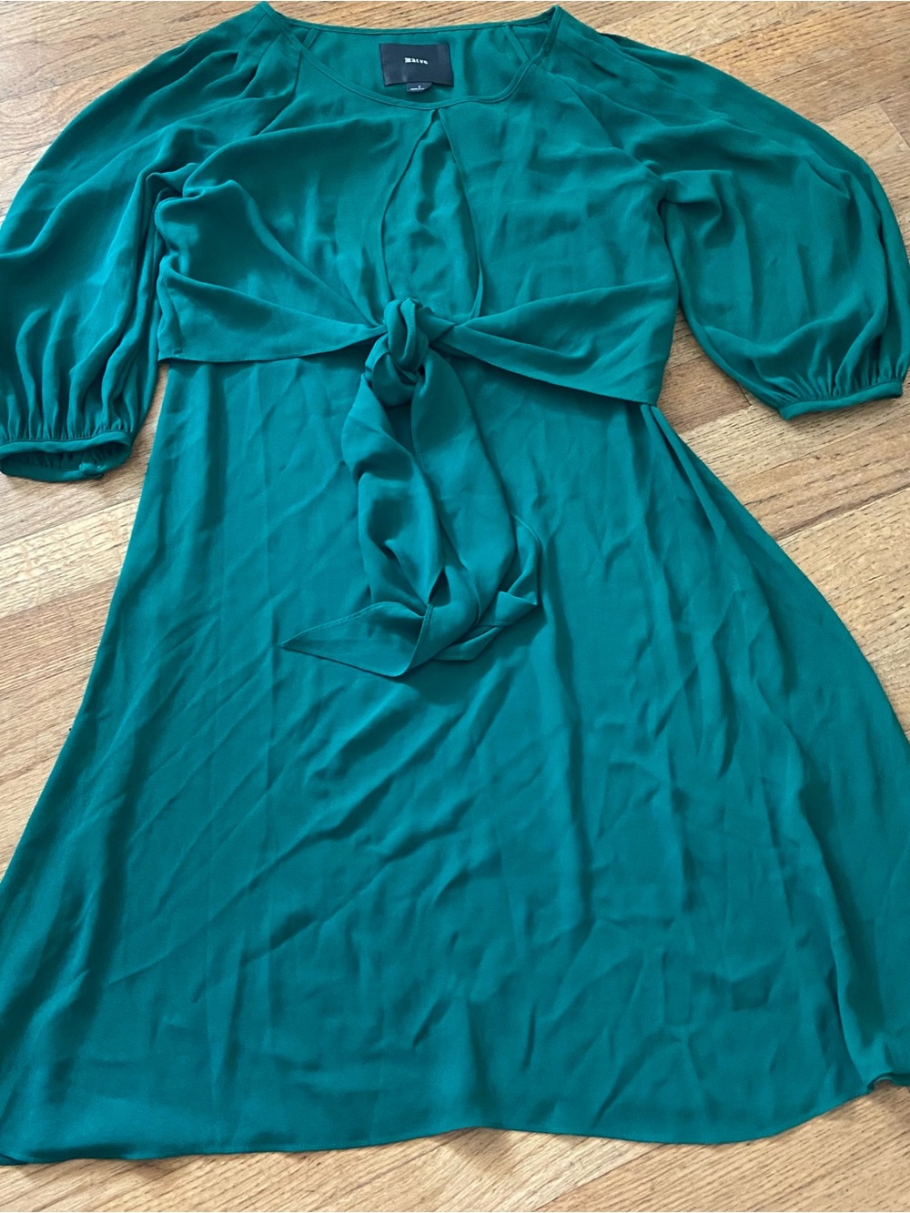 Maeve by Anthropologie Emerald Green Valparaiso Tie Front Dress - Size 2